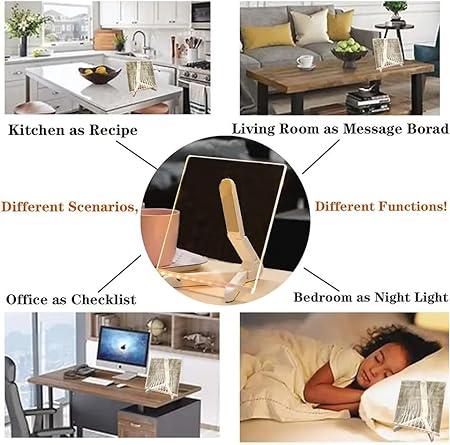 Acrylic LED Message Board 15×15 cm – Light-Up Neon Writing Note Board with Stand & Color Pens for Desk & Home Décor