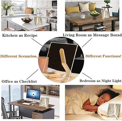 Acrylic LED Message Board 15×15 cm – Light-Up Neon Writing Note Board with Stand & Color Pens for Desk & Home Décor