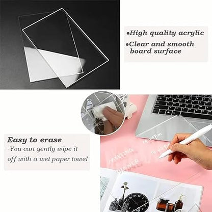 Acrylic LED Message Board 15×15 cm – Light-Up Neon Writing Note Board with Stand & Color Pens for Desk & Home Décor