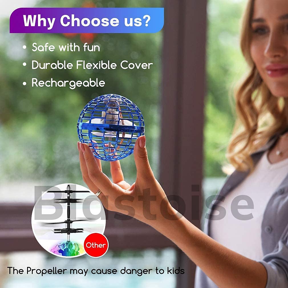 Flying Ball Toy – LED Hover Boomerang Spinner, Hand-Controlled Mini Drone Ball for Kids & Adults