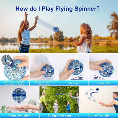 Flying Ball Toy – LED Hover Boomerang Spinner, Hand-Controlled Mini Drone Ball for Kids & Adults