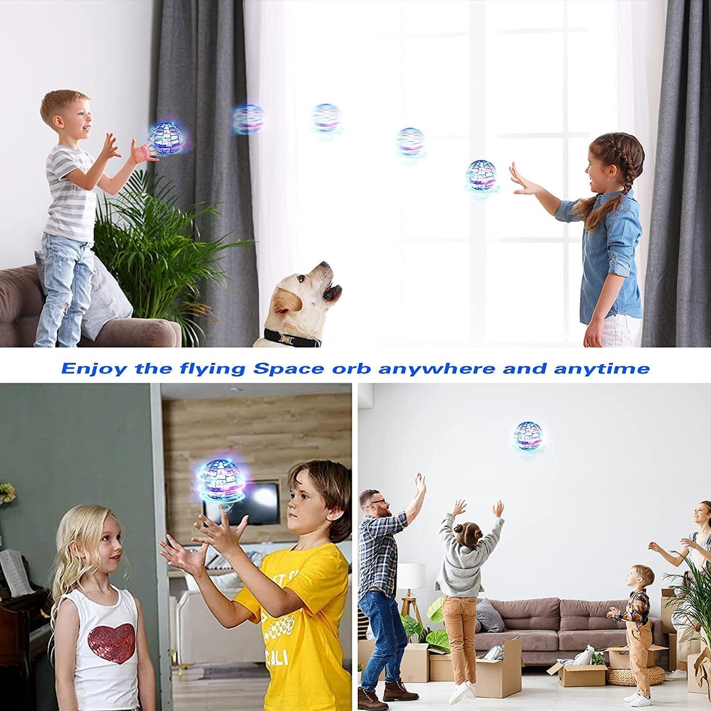 Flying Ball Toy – LED Hover Boomerang Spinner, Hand-Controlled Mini Drone Ball for Kids & Adults