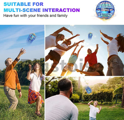 Flying Ball Toy – LED Hover Boomerang Spinner, Hand-Controlled Mini Drone Ball for Kids & Adults