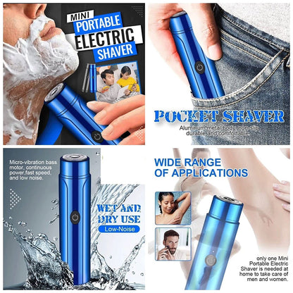 Mini Portable Electric Shaver – USB Rechargeable Waterproof Compact Razor & Trimmer for Men, Wet & Dry, Travel-Friendly
