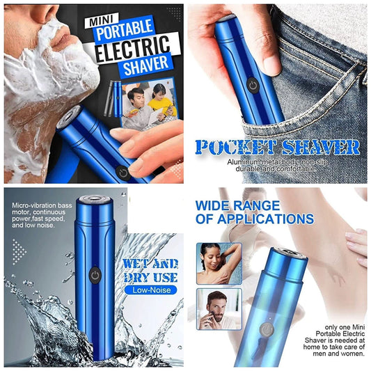 Mini Portable Electric Shaver – USB Rechargeable Waterproof Compact Razor & Trimmer for Men, Wet & Dry, Travel-Friendly