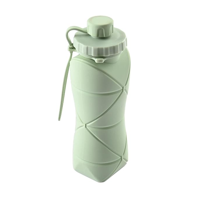 Foldable Silicone Water Bottle 600ml – Collapsible Leak-Proof Sports Bottle for Gym, Travel & Hiking