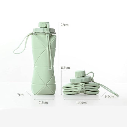 Foldable Silicone Water Bottle 600ml – Collapsible Leak-Proof Sports Bottle for Gym, Travel & Hiking