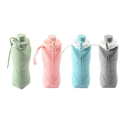 Foldable Silicone Water Bottle 600ml – Collapsible Leak-Proof Sports Bottle for Gym, Travel & Hiking