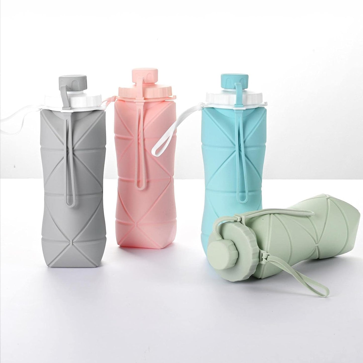 Foldable Silicone Water Bottle 600ml – Collapsible Leak-Proof Sports Bottle for Gym, Travel & Hiking