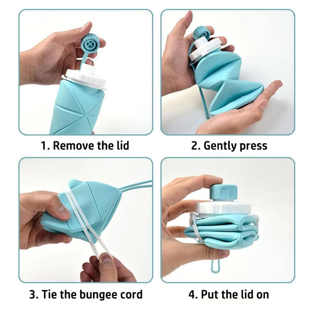 Foldable Silicone Water Bottle 600ml – Collapsible Leak-Proof Sports Bottle for Gym, Travel & Hiking