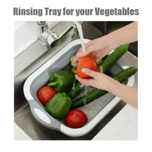 3-in-1 Foldable Cutting Board with Colander – Collapsible Chopping & Washing Basket for Kitchen, Space-Saving