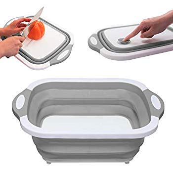 3-in-1 Foldable Cutting Board with Colander – Collapsible Chopping & Washing Basket for Kitchen, Space-Saving
