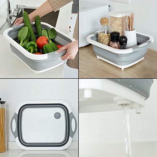 3-in-1 Foldable Cutting Board with Colander – Collapsible Chopping & Washing Basket for Kitchen, Space-Saving