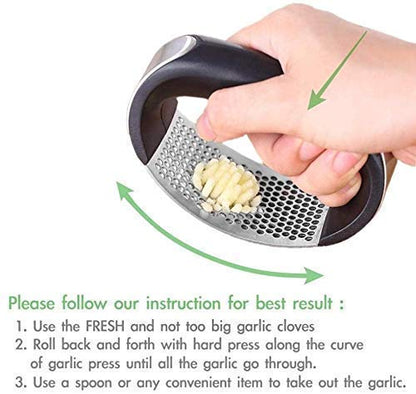Stainless Steel Garlic Press – Heavy Duty Lahsun Crusher & Mincer for Kitchen