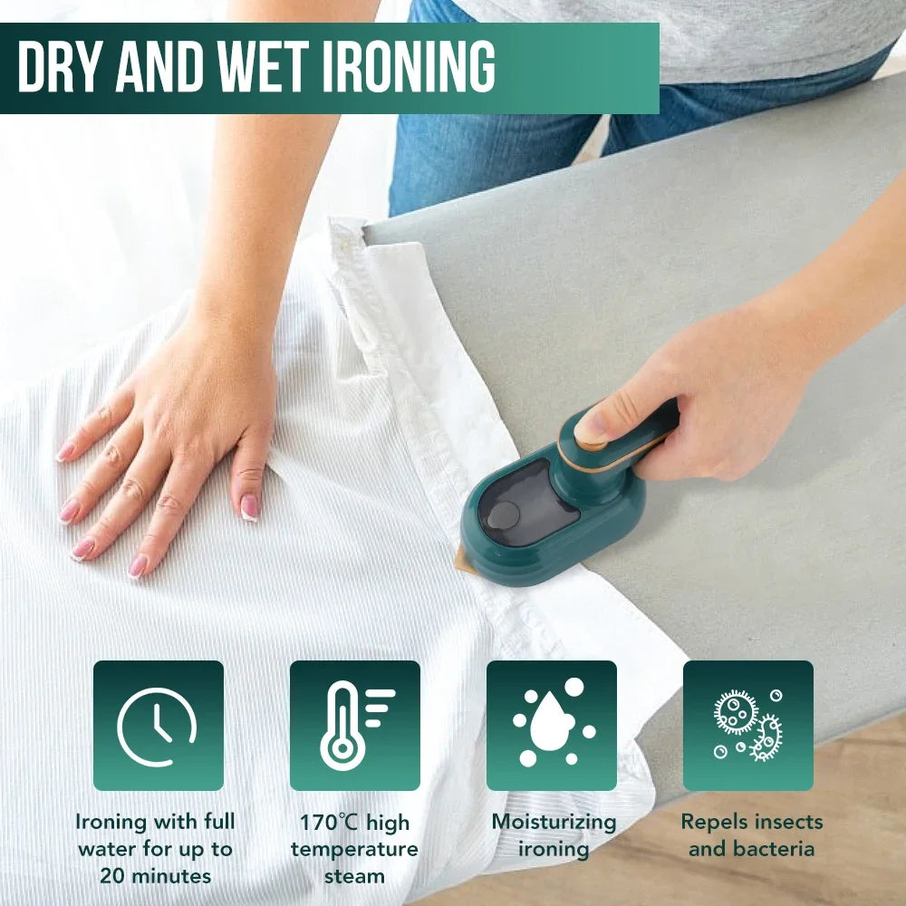 Handheld Mini Steam Iron – Portable Vertical Garment Steamer for Travel & Home