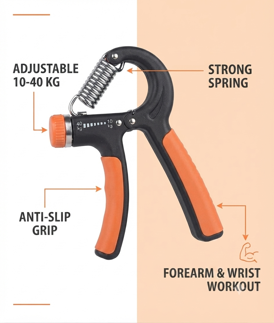 Hand Grip Strengthener – Adjustable Gym Forearm Exerciser for Men & Women