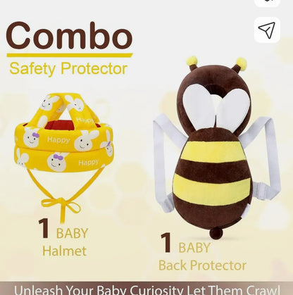 Zynexo Baby Safety Combo – Anti-Fall Head Protector + FREE Safety Cap | Soft Breathable Head Cushion for Crawling & Walking Babies