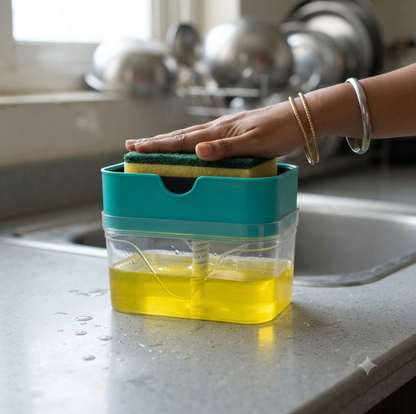 Zynexo Kitchen Soap Dispenser Pump with Sponge Holder – One-Press Dish Soap Dispenser for Sink